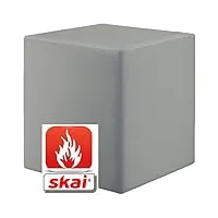 kaikoon pouf cube platine gris b1 difficilement inflammable 35 cm x 35 cm x 45 cm