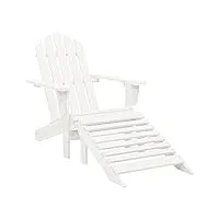 vidaxl chaise de jardin avec pouf bois dur blanc salon balcon terrasse patio