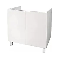 berlioz creations ce8bb meuble bas de cuisine sous-evier blanc haute brillance 80 x 52 x 83 cm, fabrication 100% française