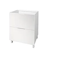 berlioz créations meuble bas de cuisine 2 tiroirs 60 cm, autre, blanc haute brillance, 60 x 52 x 83 cm