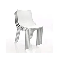 driade bo - ensemble de 4 chaises de jardin, blanc mat 4 unités