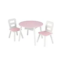 kidkraft - 26165 - ensemble table de rangement ronde + chaise - blanc et rose