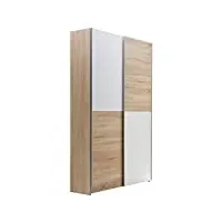 stella trading aladin armoire à portes coulissantes chêne sonoma, blanc - armoire de rangement moderne multifonctionnelle avec beaucoup d'espace - 125 x 195 x 38 cm