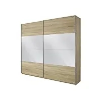 rauch quadra armoire à portes coulissantes 2 portes-corps chêne de sonoma avant blanc/miroir), naturel, breite 136 cm
