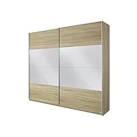 rauch quadra armoire à portes coulissantes 2 portes-corps chêne de sonoma avant blanc/miroir), naturel, breite 226 cm