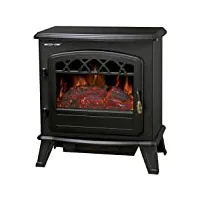 ecode cheminée électrique, chauffage 900/1800 watts, thermostat réglable, bois décoratif et sans feu ni fumée, consomation eco