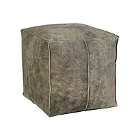 jute & co. poufpeqbru pouf cube, cuir, bruni, 38 x 38 x 38 cm