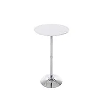 clp table de bar ronde en bois i table de gastronomie avec pied en aluminium et plateau en bois i table mange debout Ø 60 cm et hauteur 110 cm, couleur:blanc