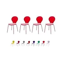 tenzo flower designer lot de 4 chaises avec coussin, acier, tulipe, 46 x 57 x 87 cm