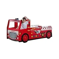 paris prix - lit enfant camion de pompier 90x200cm rouge