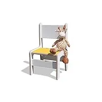 chaise enfant-blanc + jaune surface-ultra stable
