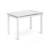 table extensible avec dessus en verre blanc