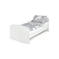 leomark moderne lit d'enfant toddler avec matelas couleur blanc chambre pour les enfants meubles pour enfants confortable fonctionnel lit simple zone de couchage 70/140 cm