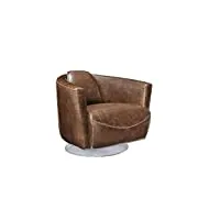 vente-unique - fauteuil club 100% cuir vieilli florentin