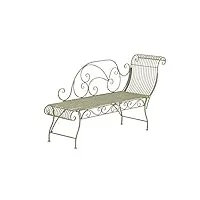 clp banc de jardin karma en fer forgé - banc avec récamière - banquette de jardin style romantique - chaise longue de jardin en fer - couleur: vert antique