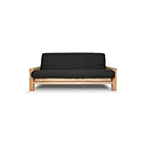 futon on line canapé lit vienna, housse noire, 207 x 100 x 30 cm