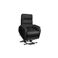 tousmesmeubles fauteuil relax releveur simili cuir noir - verso - l 75 x l 93 x h 98 cm - neuf
