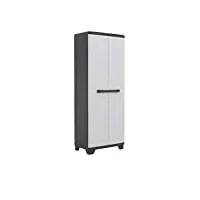kis armoire range-balais linear gris clair-noir, plastique, 68 x 39 x 173 cm