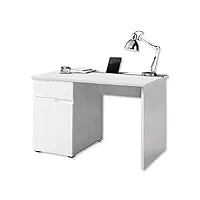 stella trading spice bureau avec tiroir en blanc brillant - bureau informatique moderne avec espace de rangement et support pour tablettes - 120 x 76 x 67 cm