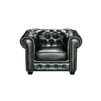 vente-unique - fauteuil chesterfield brenton 100% cuir de buffle - vert empire