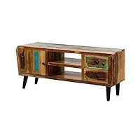 massivmoebel24.de meuble tv - bois massif recyclé multicolore laqué - inspiration vintage - sixties #102