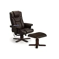 julian bowen malmo fauteuil inclinable et repose-pieds de massage thermique, bois, alliage d'acier et cuir synthétique, marron, taille unique