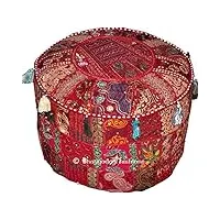 housse en patchwork/coton brodé pour pouf style ottoman/indien vintage fait main 46 x 33 cm par bhagyoday