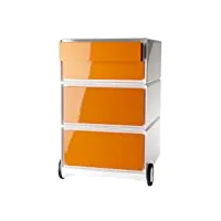 paperflow movil easybox 949973 caisson 4 tiroirs frontaux abs brillant orange