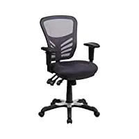 flash furniture chaise de bureau avec dossier de taille moyenne – siège gaming ergonomique avec accoudoirs réglables & tissu mesh – fauteuil de bureau pour télétravail – gris foncé