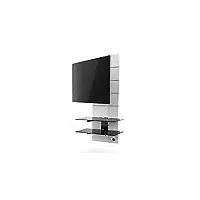 meliconi - meuble tv avec support intégré ghost design 3000 blanc glossy - tv de 32" à 63''- vesa 400 - etagères verre trempé