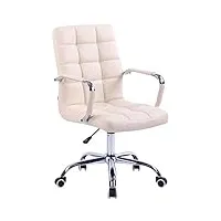 fauteuil de bureau deli similicuir - chaise de bureau ergonomique confortable - hauteur réglable et pivotante - couleur:, couleur:crème