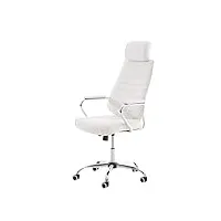 chaise de bureau rako similicuir i hauteur réglable et pivotante i accoudoirs et roulettes i charge max. 120 kg i piètement métal chromé, couleur:blanc