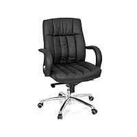 hjh office 724250 chaise de bureau, fauteuil de direction xxl g 100 noir, capacité max. 150 kg, capitonné avec accoudoirs, piètement en métal, revêtement en simili cuir de qualité, facile d'entretien