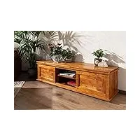 massivmoebel24.de meuble tv - bois massif d'acacia laqué (miel) - style colonial - oxford #0450