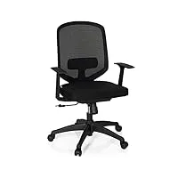 hjh office 657610 chaise de bureau, siège pivotant delight pro noir pour un usage professionnel, avec accoudoirs, dossier moyen en tissu maille respirant avec soutien lombaire réglable en hauteur