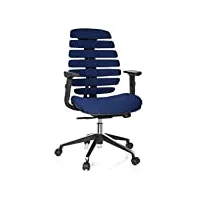 hjh office 714510 chaise de bureau ergonomique ergo line ii fauteuil de bureau avec dossier haut, revêtement en tissu, bleu