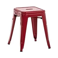 tabouret en métal armin empilable - hauteur assise 46 cm - tabouret de cuisine carré - chaise multi usage - charge max. 200 kg couleurs au choix :, couleur:rouge