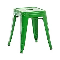 tabouret en métal armin empilable - hauteur assise 46 cm - tabouret de cuisine carré - chaise multi usage - charge max. 200 kg couleurs au choix :, couleur:vert
