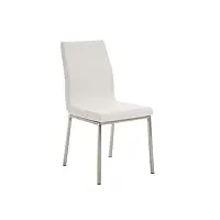chaise de salle à manger colmar - rembourré avec revêtement en tissu - piétement en acier inoxydable - chaise design moderne avec dossier -, couleur:blanc