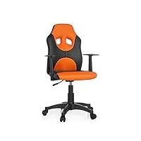 hjh office 670810 chaise de bureau pivotante pour enfants kid game al cuir synthétique noir/orange chaise de bureau réglable en hauteur avec accoudoirs