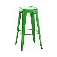 clp tabouret de bar joshua - tabouret de bar industriel empilable et robuste - repose-pied structure à 4 pieds - hauteur siège 77 cm - couleurs, couleur:vert