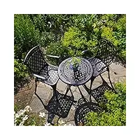 lazy susan ensemble de jardin table ivy bistro avec 2 chaises - en fonte d'aluminium - bronze ancien, aluminium, 2 x chaises rose