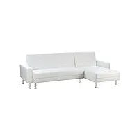 habitat et jardin - canapé d'angle convertible et réversible theo 4 places blanc - canapé lit design moderne en tissu - grand canapé familial résistant