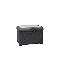 toomax art. 170 compact box santorini malle de rangement résine noir 73 x 50,5 x 49,5 cm