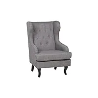 fauteuil bergère en tissu gris style rétro assise rembourrée pieds pieds en bois alta