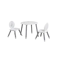 ensemble de 1 table + 2 chaises enfant “bear” – petite table enfant et ses chaises motif ourson - style contemporain – marque française 60x60x50 cm