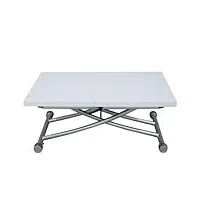 rdm concept table basse relevable à plateau & allonge dépliable clever xl - laqué blanc brillant