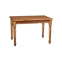 biscottini bureau vintage bois 120 x 80 x 80 cm | bureau en bois ou table de cuisine avec tiroir | table a manger pour la cuisine | table bois