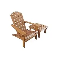 alice's garden - fauteuil de jardin en bois avec repose-pieds/table basse - adirondack salamanca - eucalyptus chaise de terrasse retro