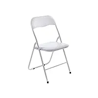 chaise de cuisine pliable felix i chaise visiteur repliable pieds en métal i chaise salle de conférrence confortable et pratique, couleur:blanc/blanc